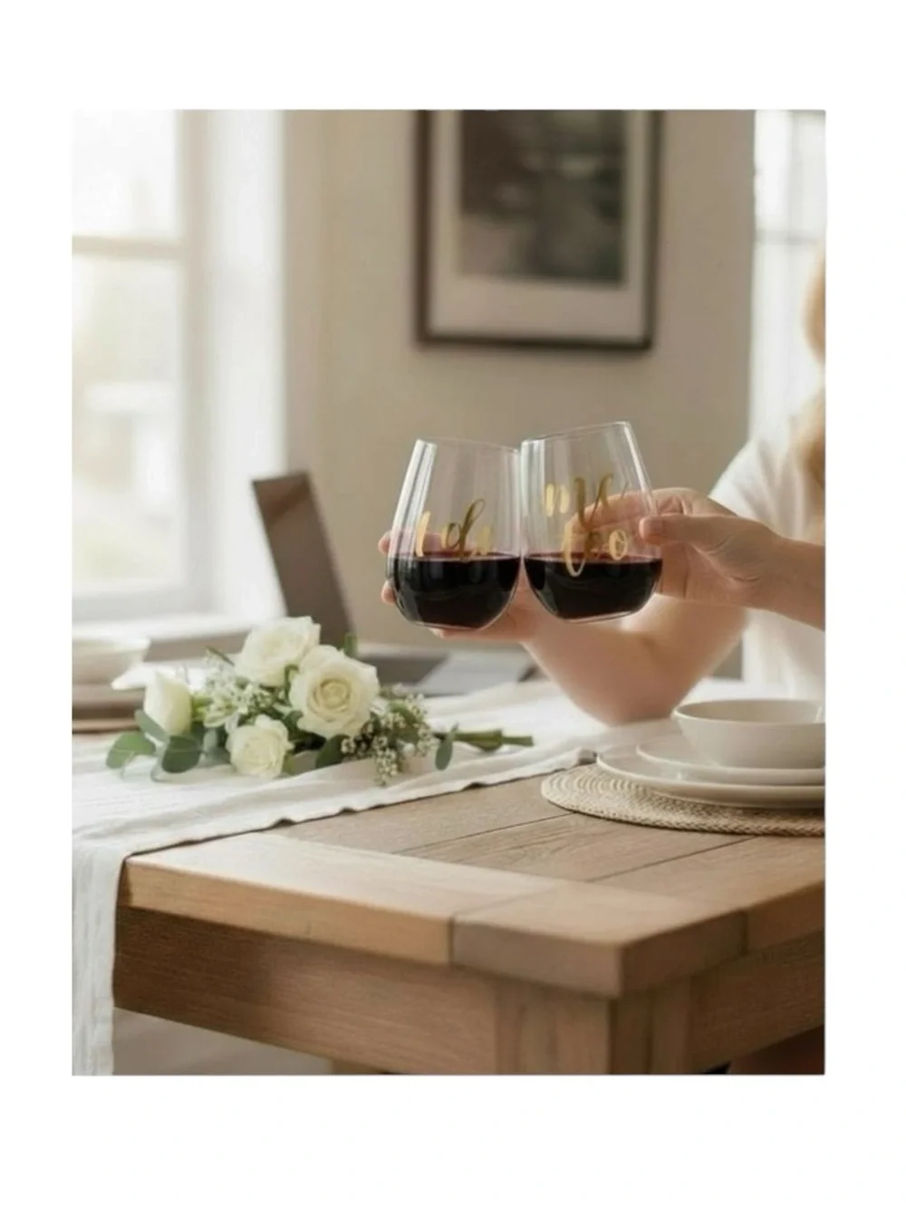 new ✶ I Do + Me Too ✶ Clear Bridal Wine Glass ✶ Set of 2 ✶ Gold Foil Lettering ✶